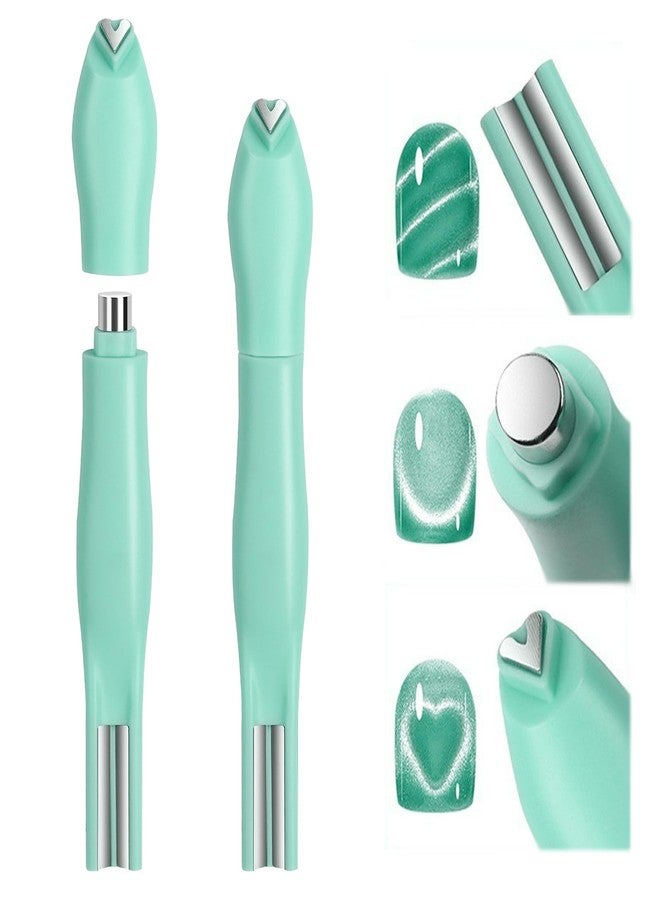 JERCLITY 1 Pieces Light Green Cat Eye Magnet for Nails 3 in 1 Heart Magnet for Cat Eye Gel Polish Heart Magnets for Nails - Image 1